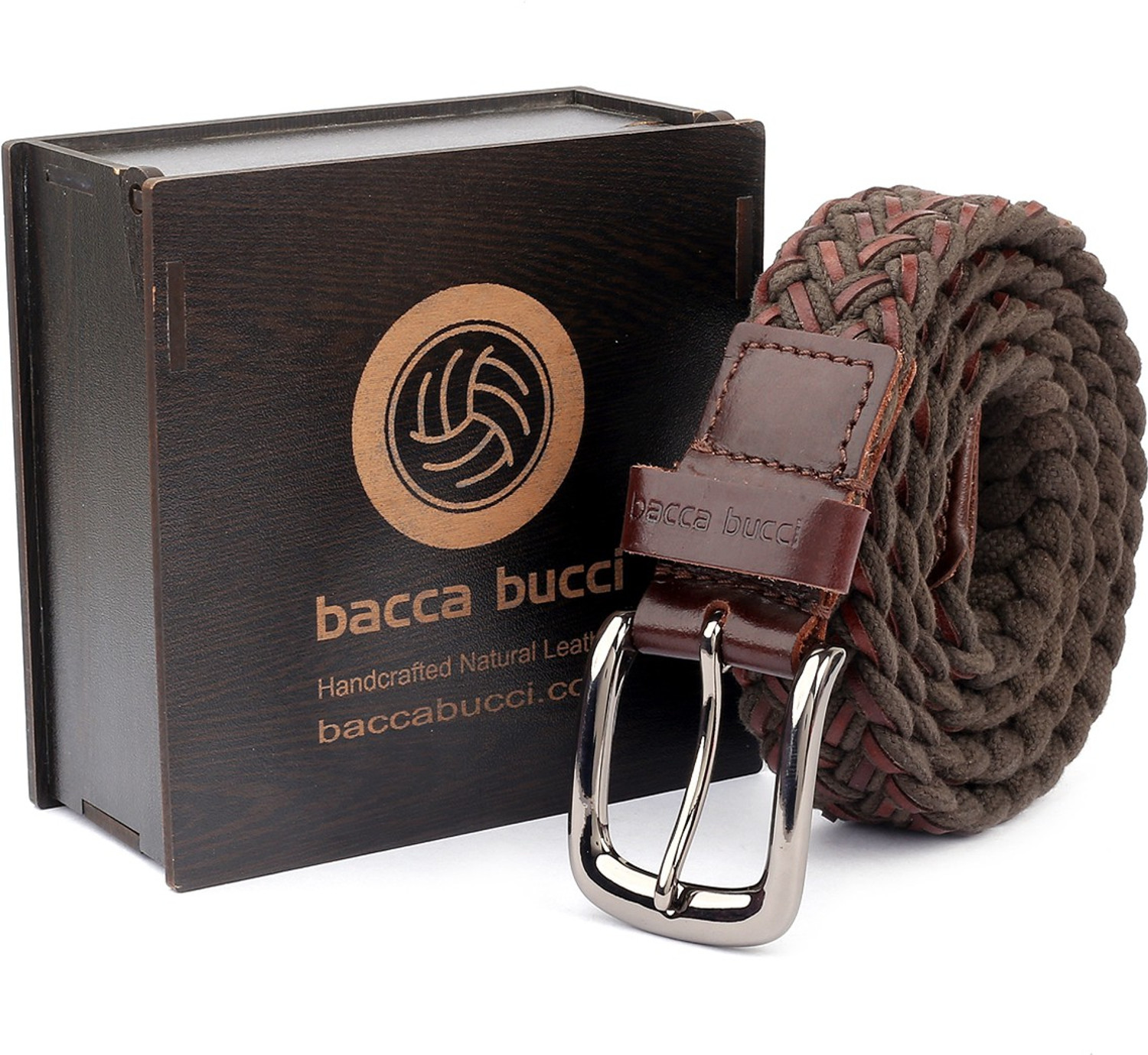 Image of bacca bucci Men Casual Brown Genuine Leather Belt