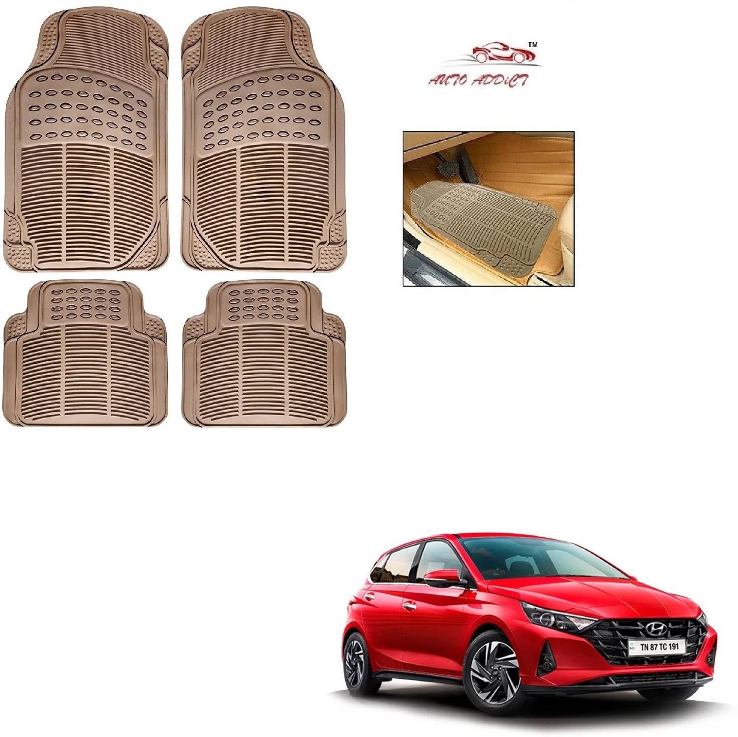 AuTO ADDiCT Rubber Standard Mat For  Hyundai i20