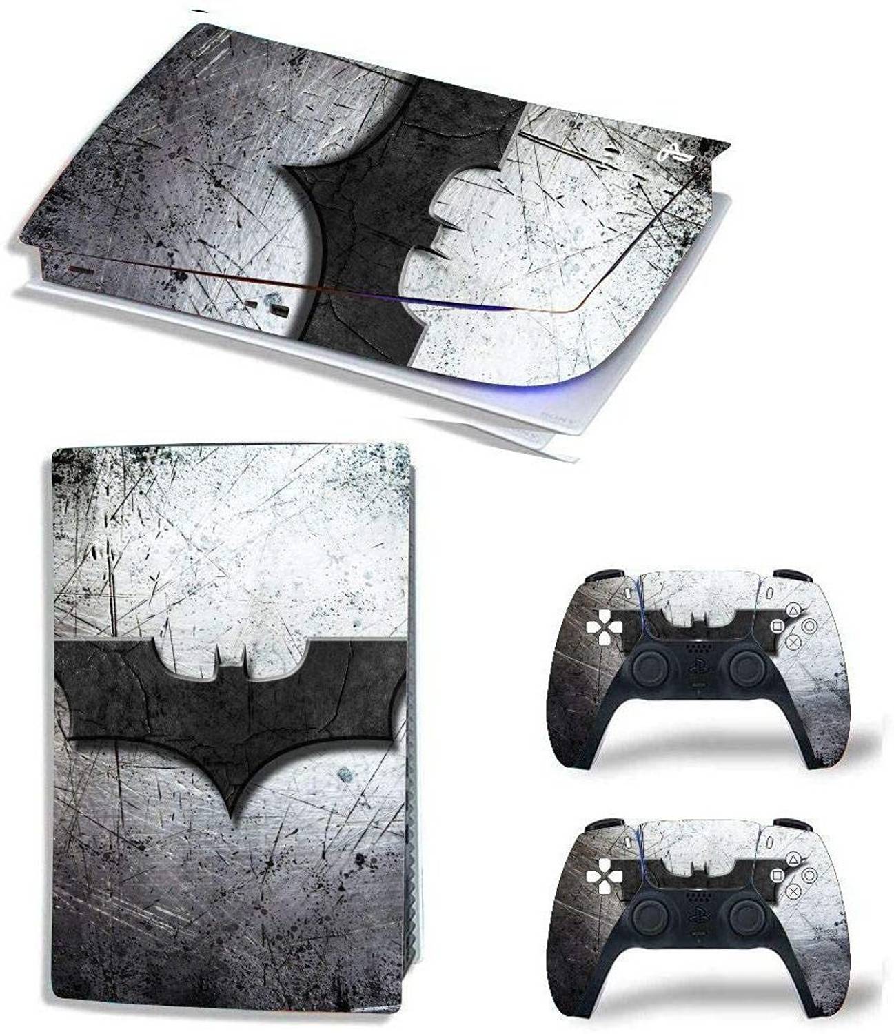 Skinny PS5 Skin Batman Whole Body for PlayStation 5 Disc Edition 1x Console Skin, 2x Dualsense Controller Skin Gaming Accessory Kit