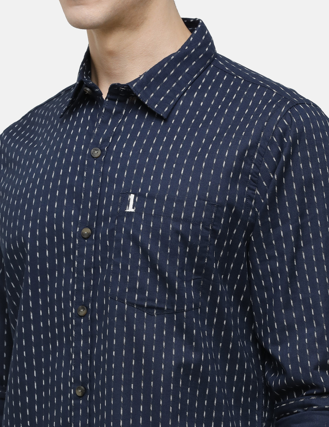 Image of SINGLE by Ranbir Kapoor Men Checkered Casual Blue Shirt