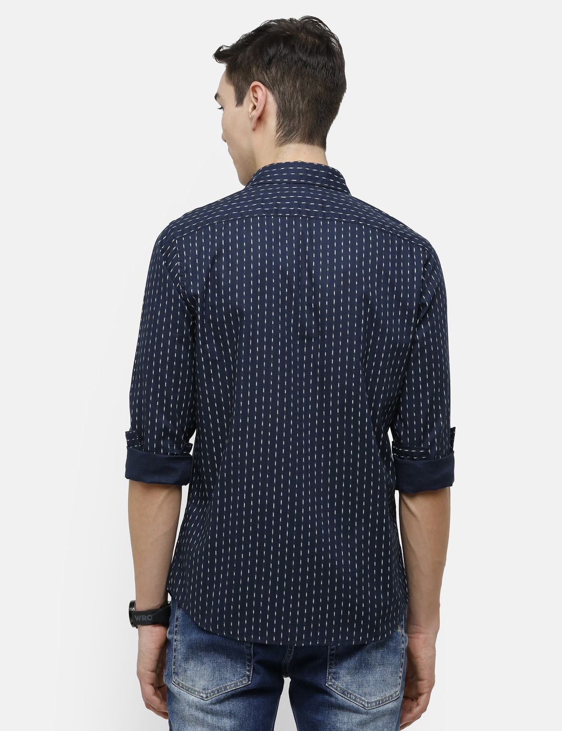 Image of SINGLE by Ranbir Kapoor Men Checkered Casual Blue Shirt