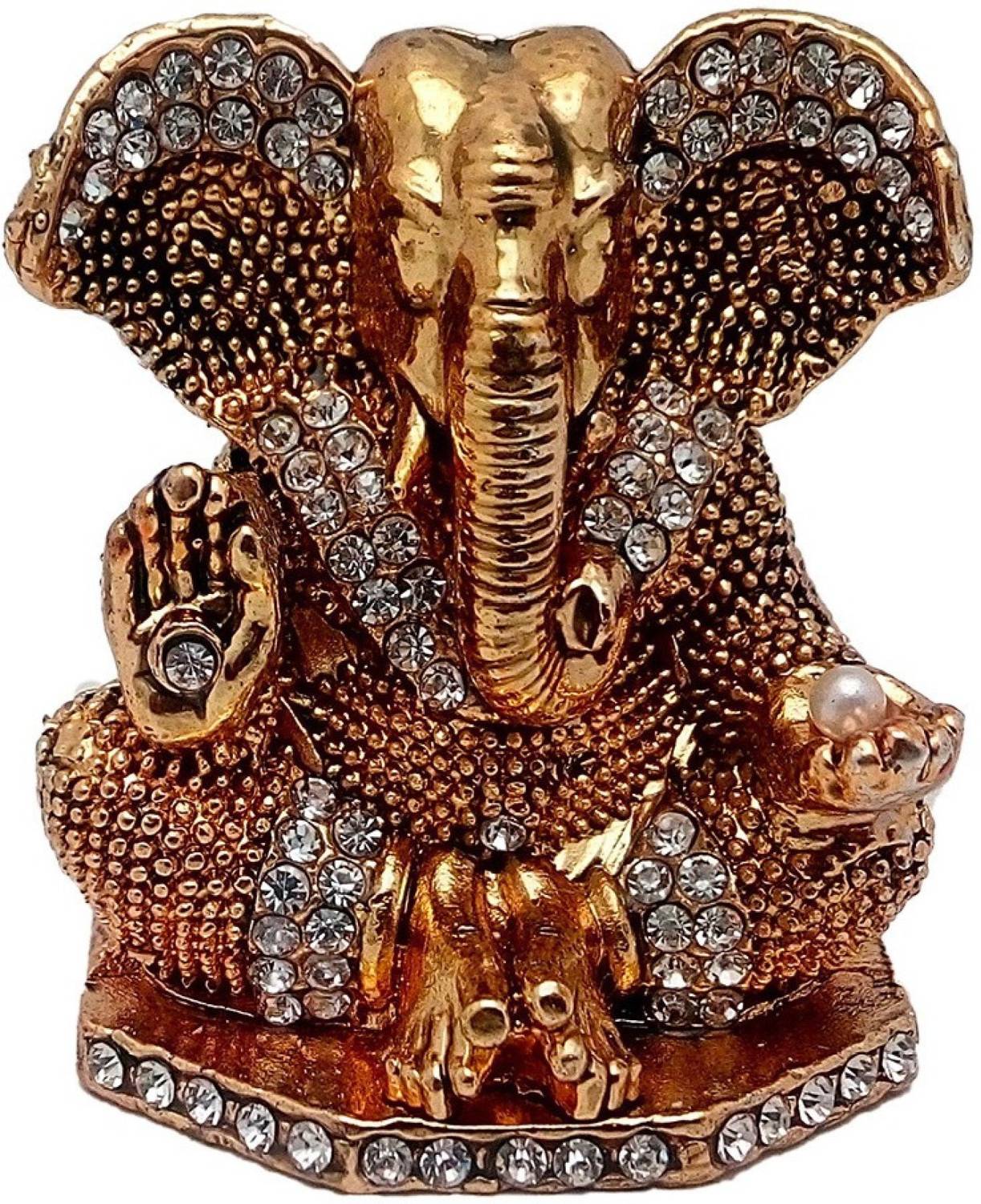 GCT Lord Ganesh Idol | Ganesha Idol | Ganpati Vinayaka (B-42) Gold Metal Statue for Car Dashboard | Mandir Pooja Murti | Temple Puja | Home Decor | Office Showpiece (L*B*H-4.2 x 1.3 x 5.2 Cm) Decorative Showpiece - 5.2 cm
