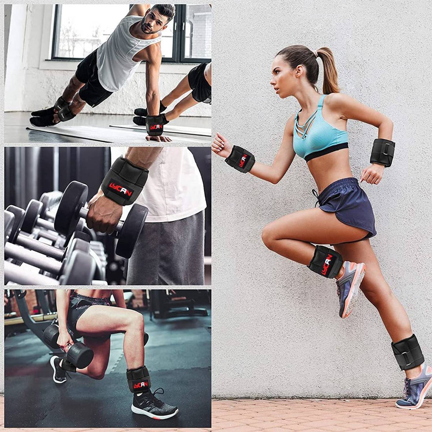 LYCAN FITNESS ANKLE WEIGHT 1KG PAIR Black - Image 4