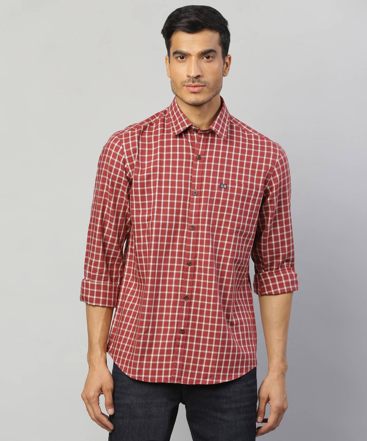 Arrow Sport Men Checkered Casual Maroon Shirt