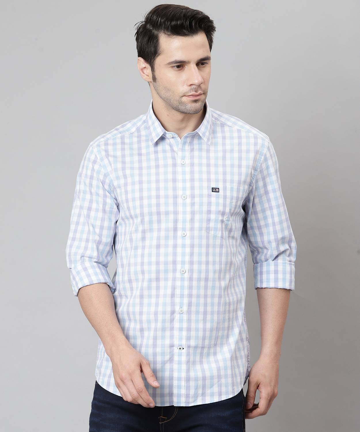 Arrow Sport Men Checkered Casual Blue Shirt