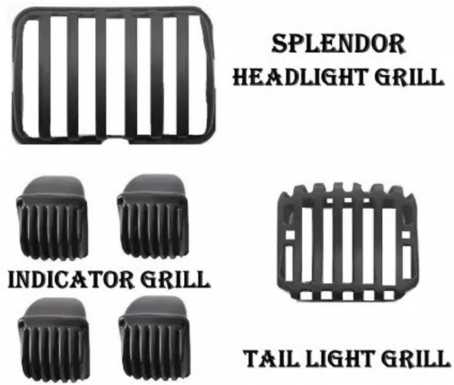 Image of ACCESSOREEZ Plastic Combo Headlight Grill indicator Grill Tail Light Grill For Hero Splendor pro plus (Bike Headlight Grill Covers) Bike Headlight Grill