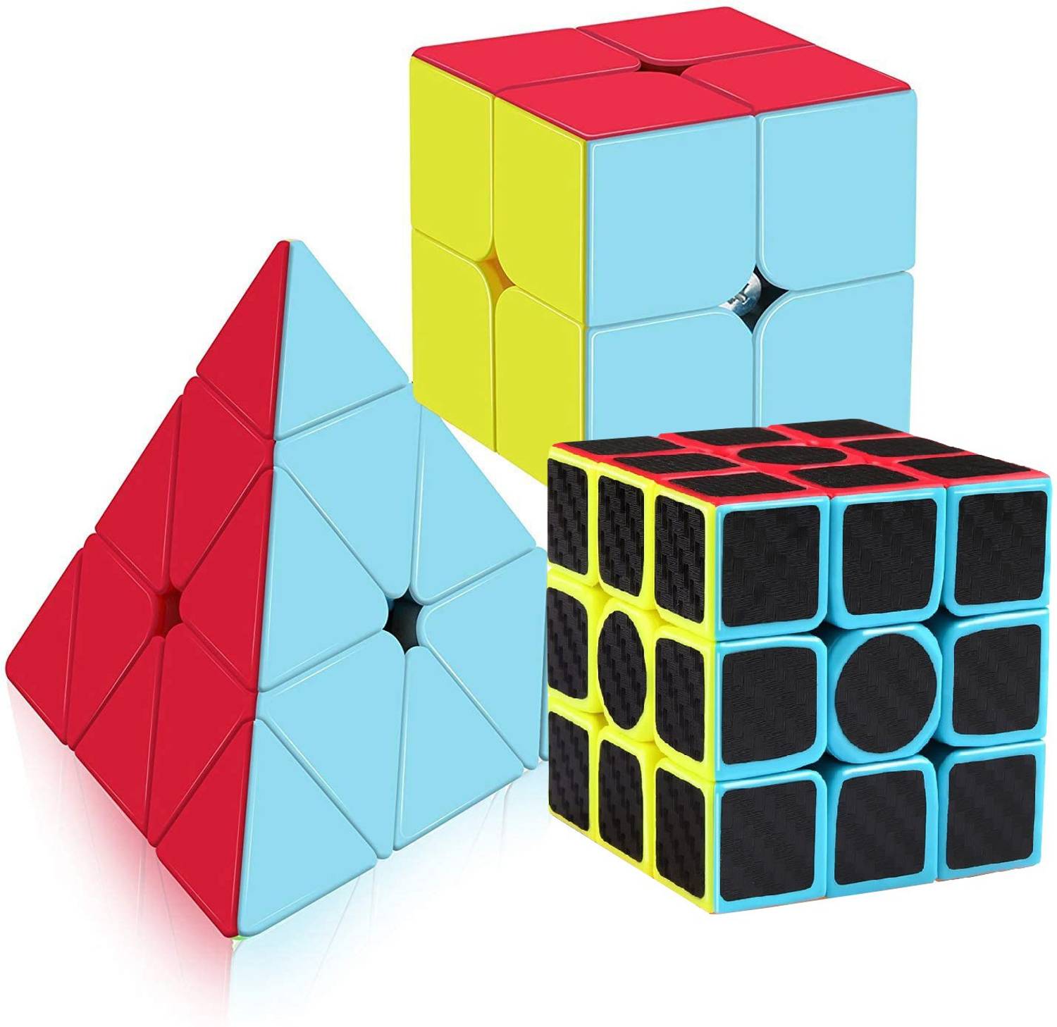 Authfort 2x2 Cube,Pyraminx Pyramid Triangle High Speed N 3x3x3 Sticker-ed Cube