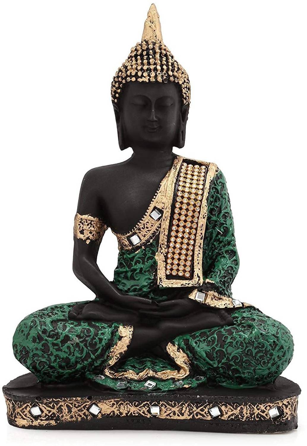 AELANA GRAPHY Polyresin Sitting Buddha Idol Statue Showpiece for Home Decor Decorative Showpiece - 24 cm