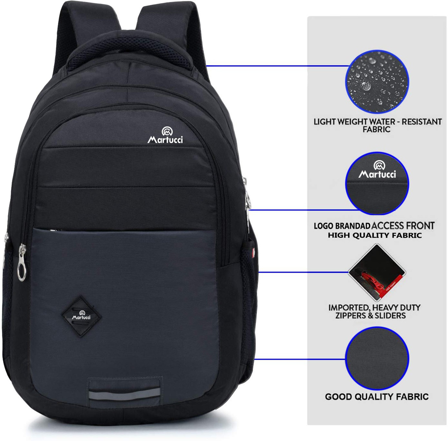 Image of Martucci Heavy Unisex Backpack for Men and Women|College Bag for Boys and Girls|Trending Backpack|Office Backpack with Rain Cover and Reflective Strip 32 L Laptop Backpack