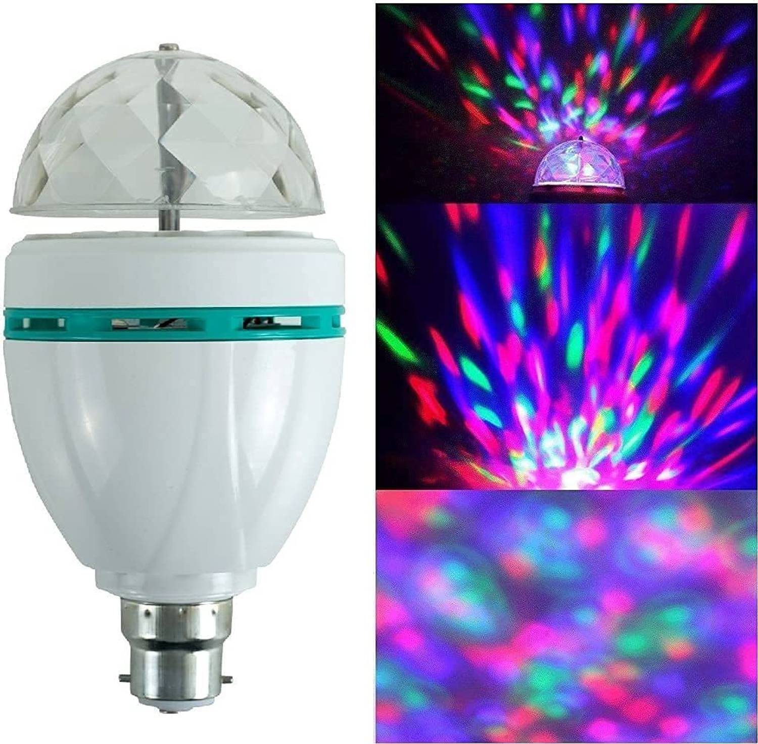 ArcKG NEW ARRIVAL 360 Degree Rotating Crystal LED Bulb,LED Light, LED Disco Light for Party,Function,Diwali,Christmas Decoration, Single Disco Ball (Ball Diameter: 2.4 cm Single Disco Ball