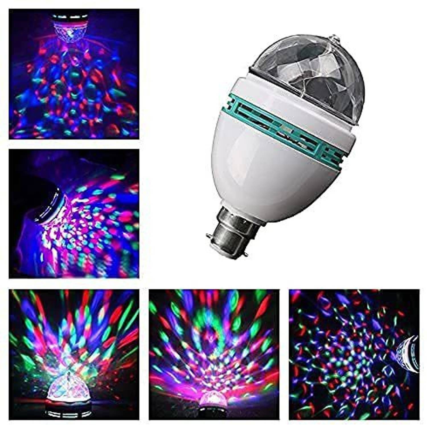ArcKG 360 Degree LED Crystal Rotating Bulb Magic Disco LED Light, LED Rotating Bulb Light Lamp Colorful Magic DJ Laser Light Lighting Disco Party Bulb for Party Home Diwali Decoration Single Disco Ball (Ball Diameter: 2.5 cm) Single Disco Ball