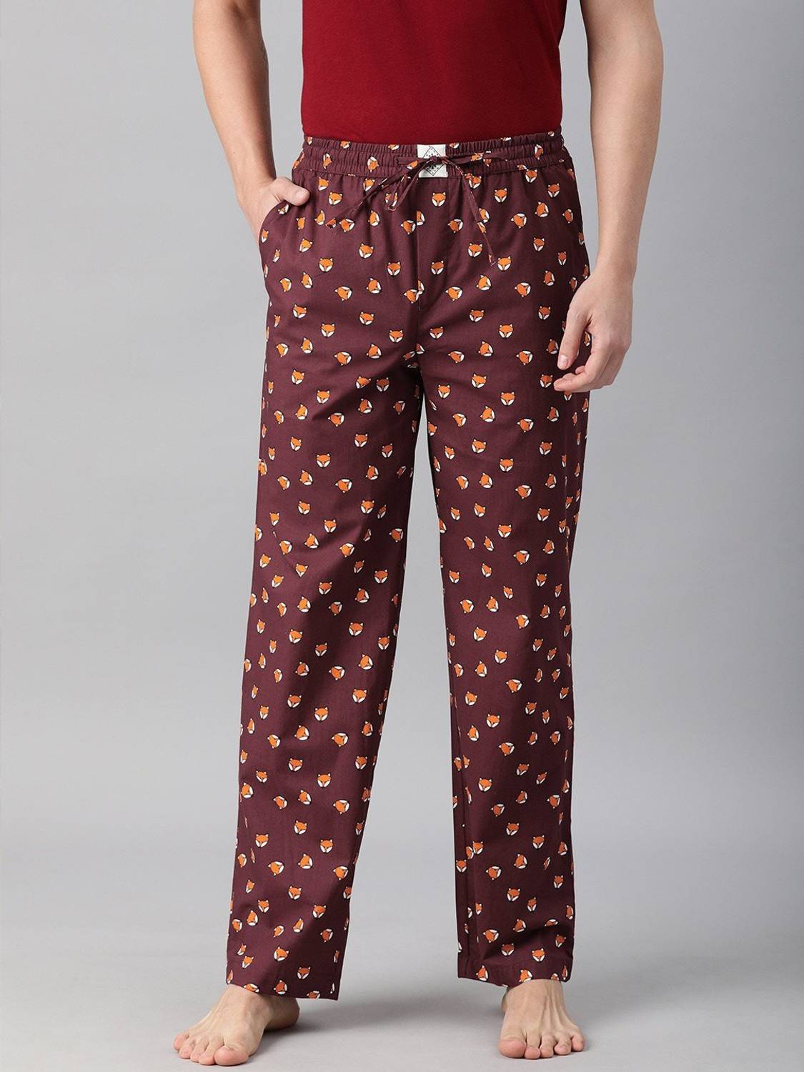 abof by Aditya Birla Printed Men Red Track Pants