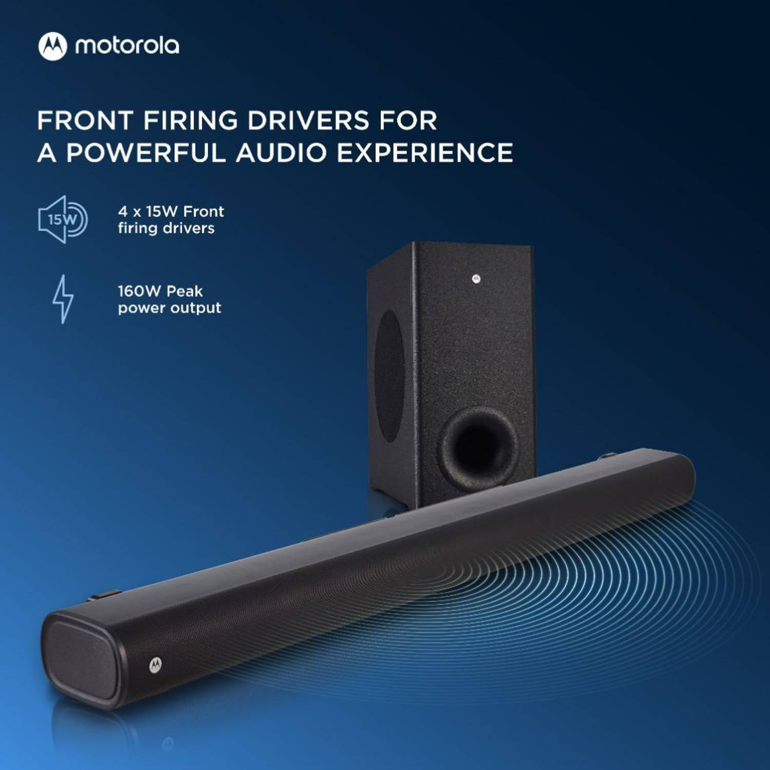 MOTOROLA AmphisoundX Vibe 160 W Bluetooth Soundbar Black - Image 5