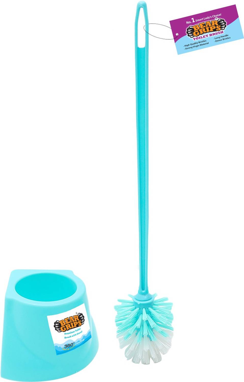 Bear Grips Premium Round Toilet brush with stand with Holder