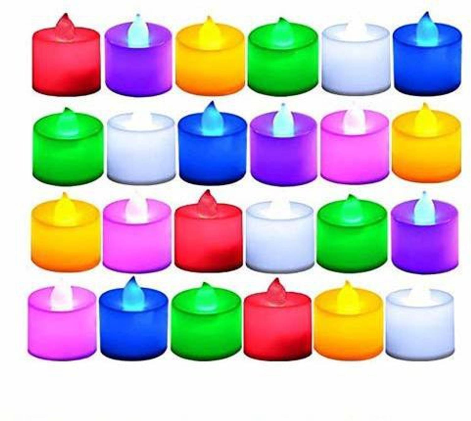AANU Decorative Led Light Candles Electrical Diya Candles Set of 12 Pcs With Battery Operated Colored Fake Candles for Your Home Decoration Diwali Navratri Lighting Candle, Multicolored Candle