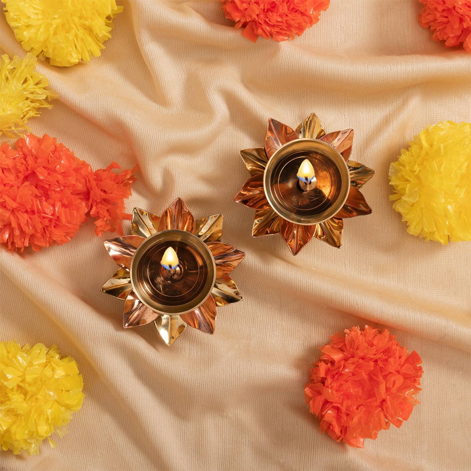 ARCHIES MT_03_Set2Diya Brass (Pack of 2) Table Diya Set