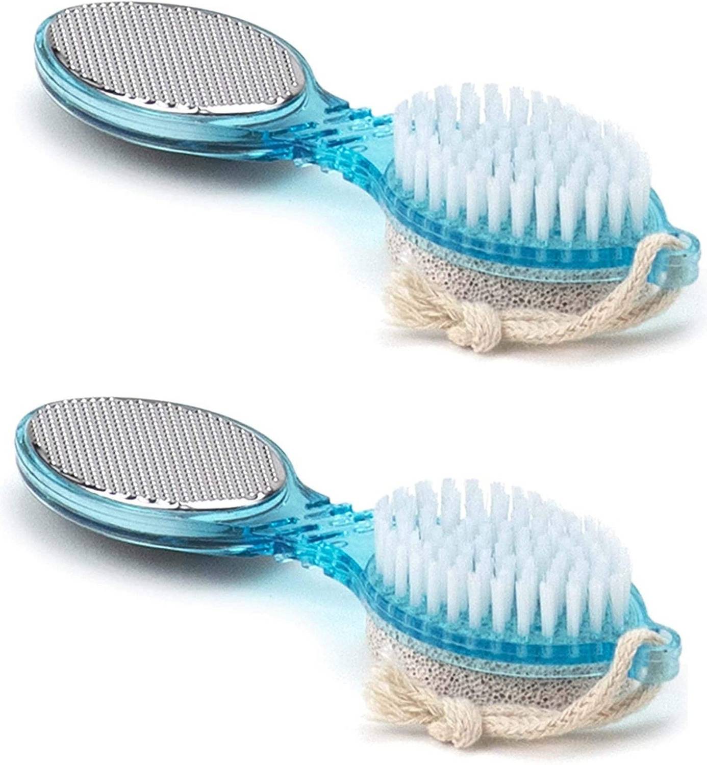 aeroware 4 In 1 Foot Pedicure Brush, Pumice Stone, Scrubber & File For Soft Care - Heel scrubber (Multicolour - pack of 2 )