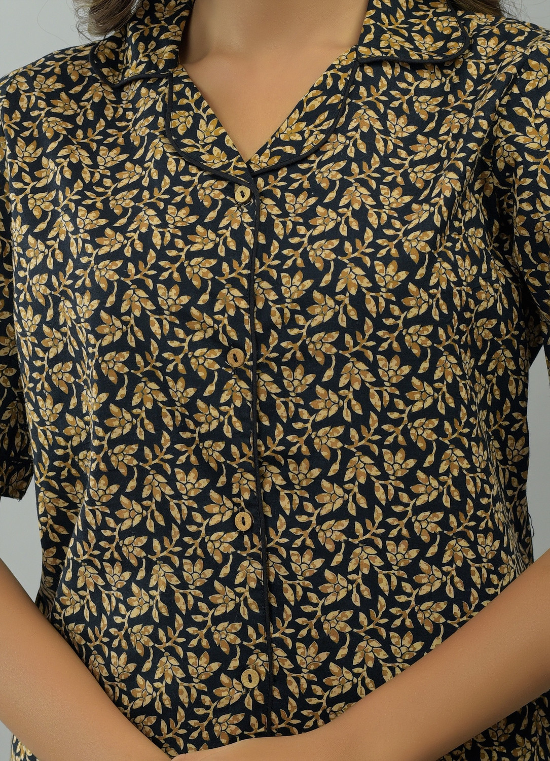 Image of PINKPERRY Women Printed Yellow Shirt & Pyjama set