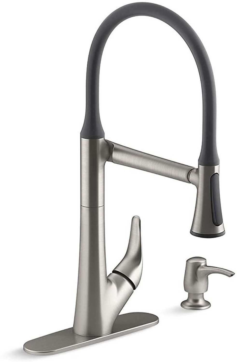 Image of KOHLER 77764IN-SD-VS Arise Articulating Flexible Pull Down Kitchen Faucet, with DockNetik Technology and Sweep spray (Vibrant Stainless) Kitchen Mixer Faucet