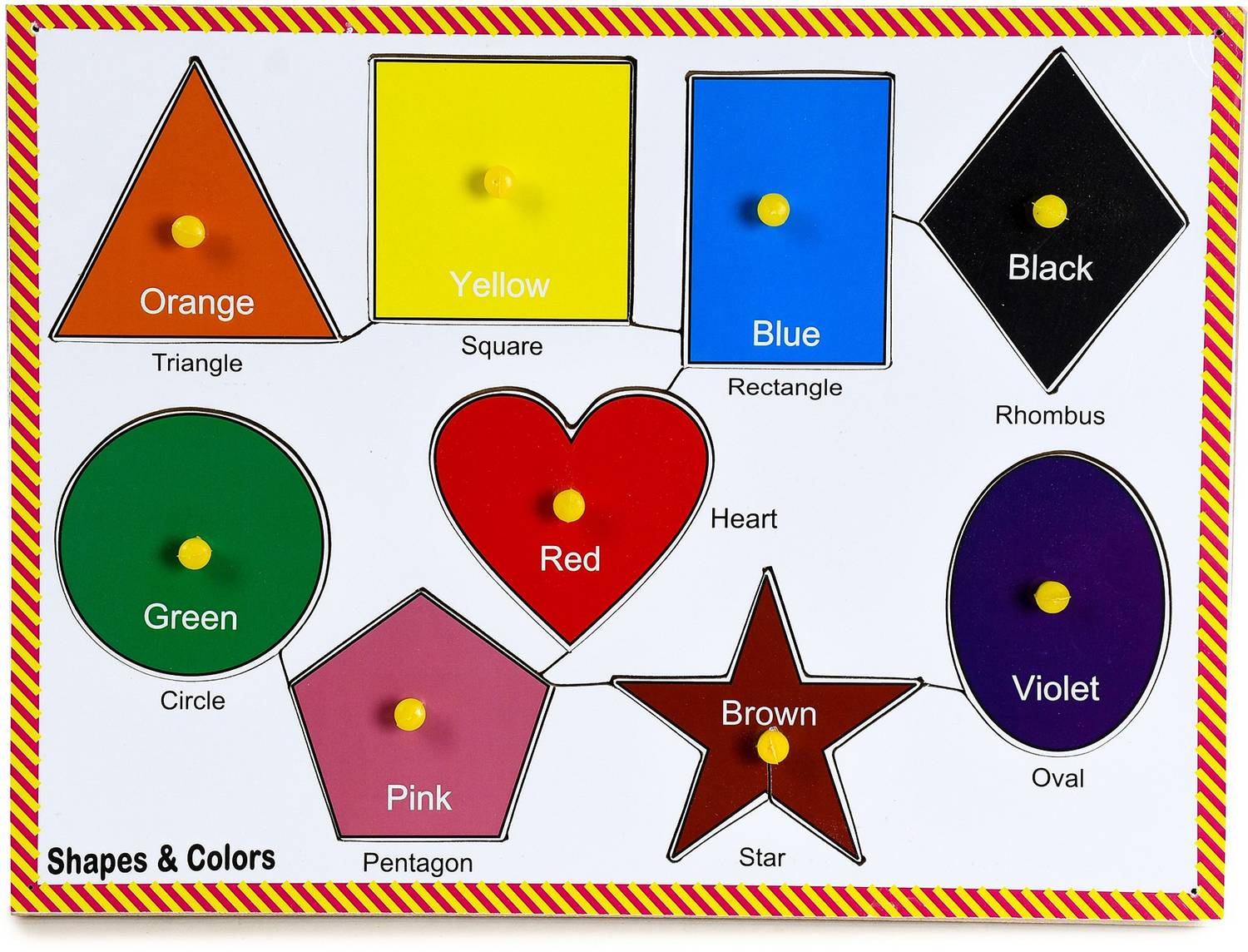 Ashmi Wooden Geometric Shape & Colors Tray Jigsaw Puzzle Educational Board for Kids with 9 Shapes & Colors, Early Educational Learning Wooden Puzzle Board for Kids, Children Boys & Girls Age 2+