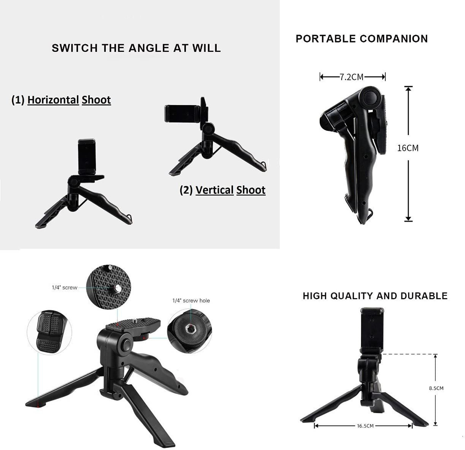 Image of YOZO Mini New Tripod Stand Attachment Lightweight Portable for Vlog, Video Shooting, Photography, YouTube 360 Degree Rotation ABS Plastic Compatible with All Smartphone's & Camera's(Supports Up to 1300 g) Tripod (Black, Supports Up to 1300 g) 01 Monopod