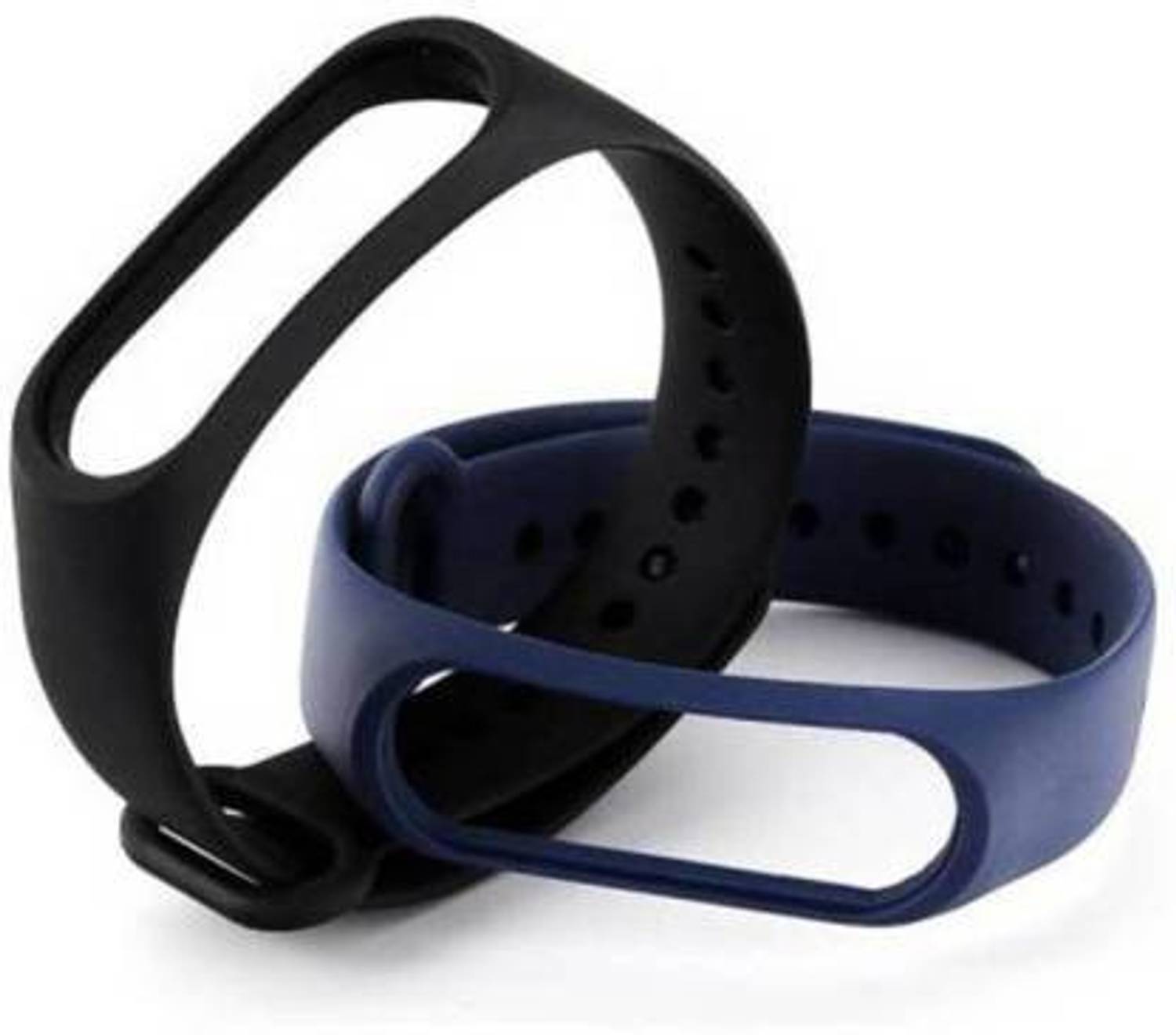 Asotai Soft Silicon Replacement Brand Strap For Mi Band 3 And MI Band 4 Pack of 2 (Black and Nevy blue) Smart Band Strap