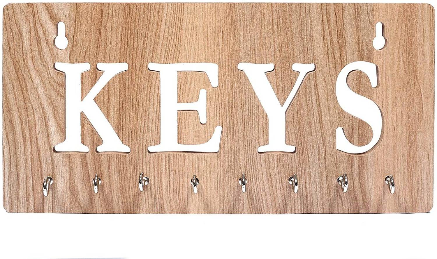 BeeDuck 8 Hooks"KEYS" Premium Wooden Keys Stand for Entryway, Kitchen, Office, Mudroom Wall, Mount Decorative Keys Organizer Key Holder Wood Key Holder
