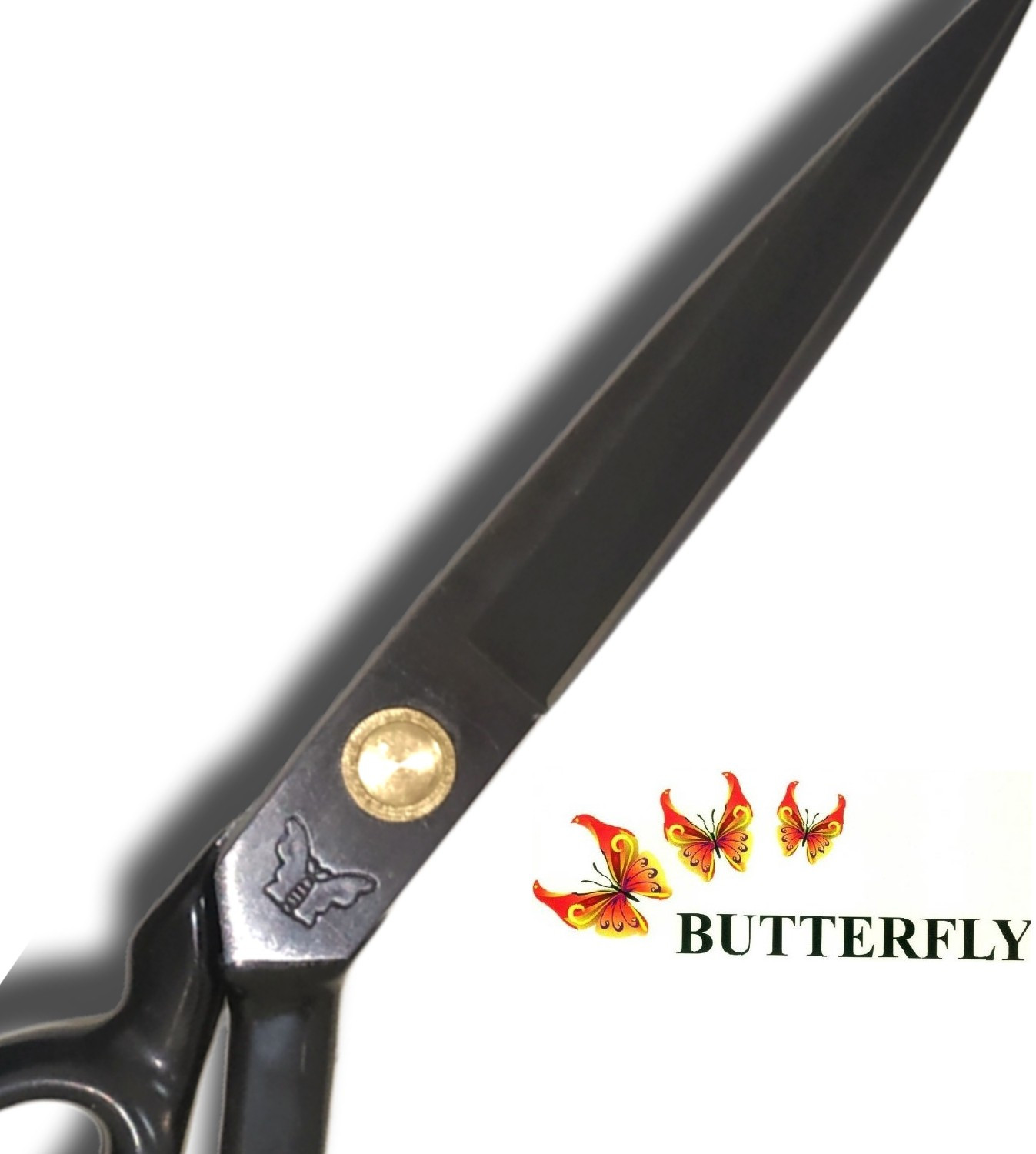 Image of Butterfly 11 Inch Premium Tailoring Scissor for Cloth Cutting with Black Rubber Handle - Professional Fabric Machine Sewing Anti-Rust Stainless Steel Tailor Scissors Small Light Weight for both left and right handed Scissors