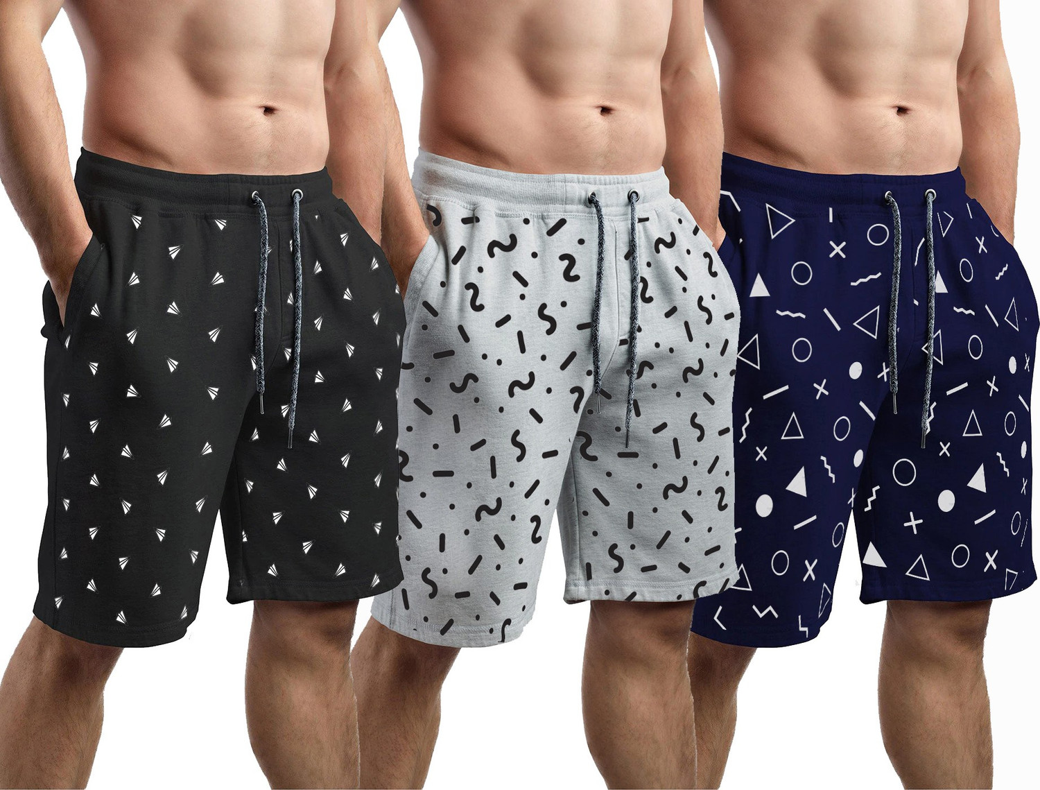 Image of HOTFITS Graphic Print Men Multicolor Basic Shorts