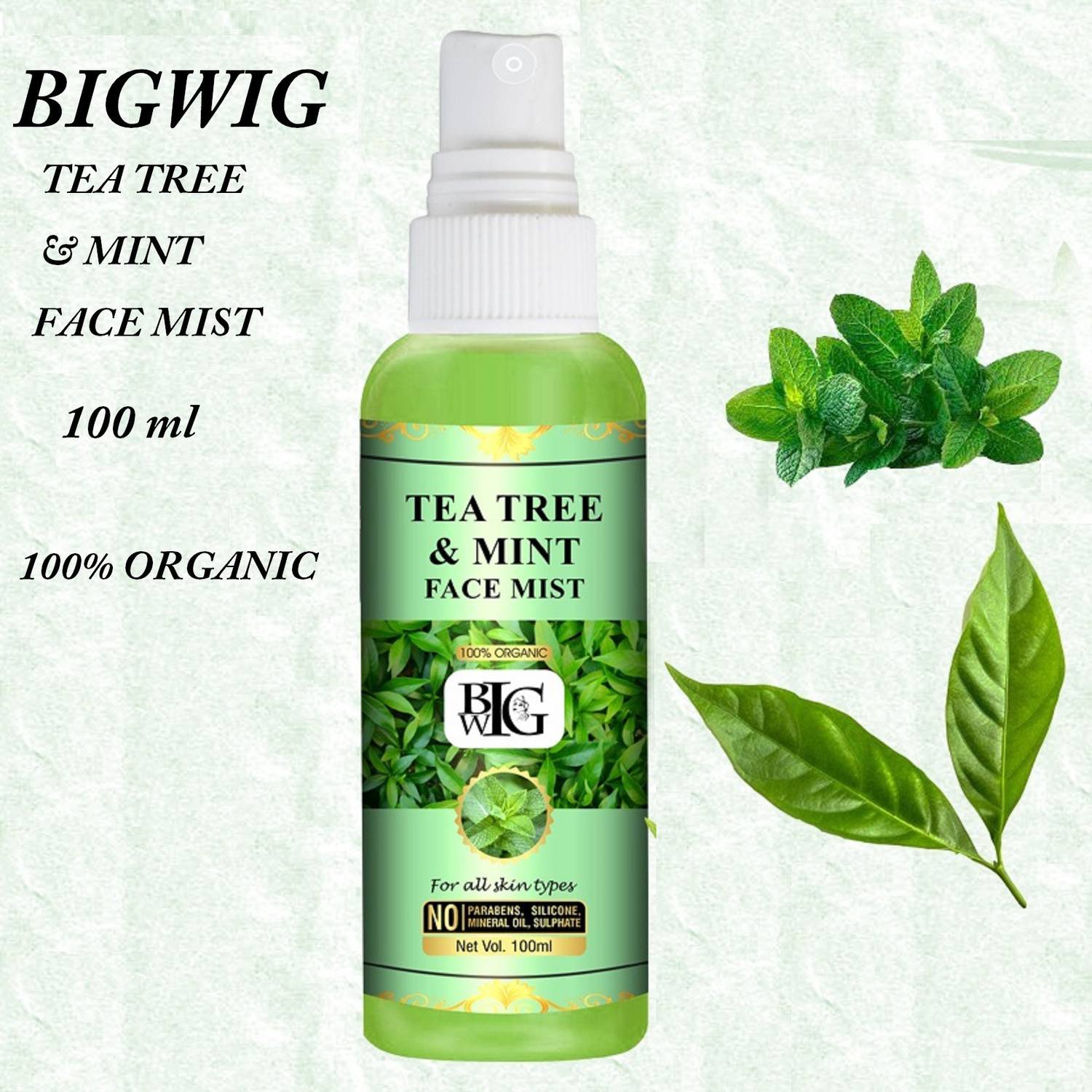 Bigwig 100% ORGANIC Tea Tree & MINT Face Mist 100 ml Men & Women