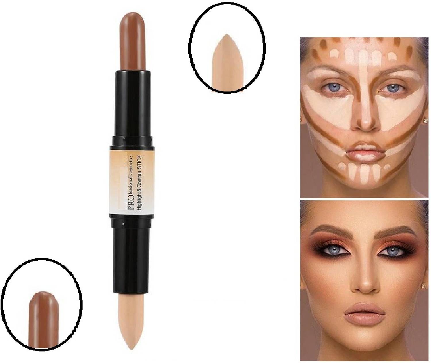ADJD 3D Makeup Contour Highlight Stick Double-ended Contouring Highlighter Concealer Pen IVORY Concealer