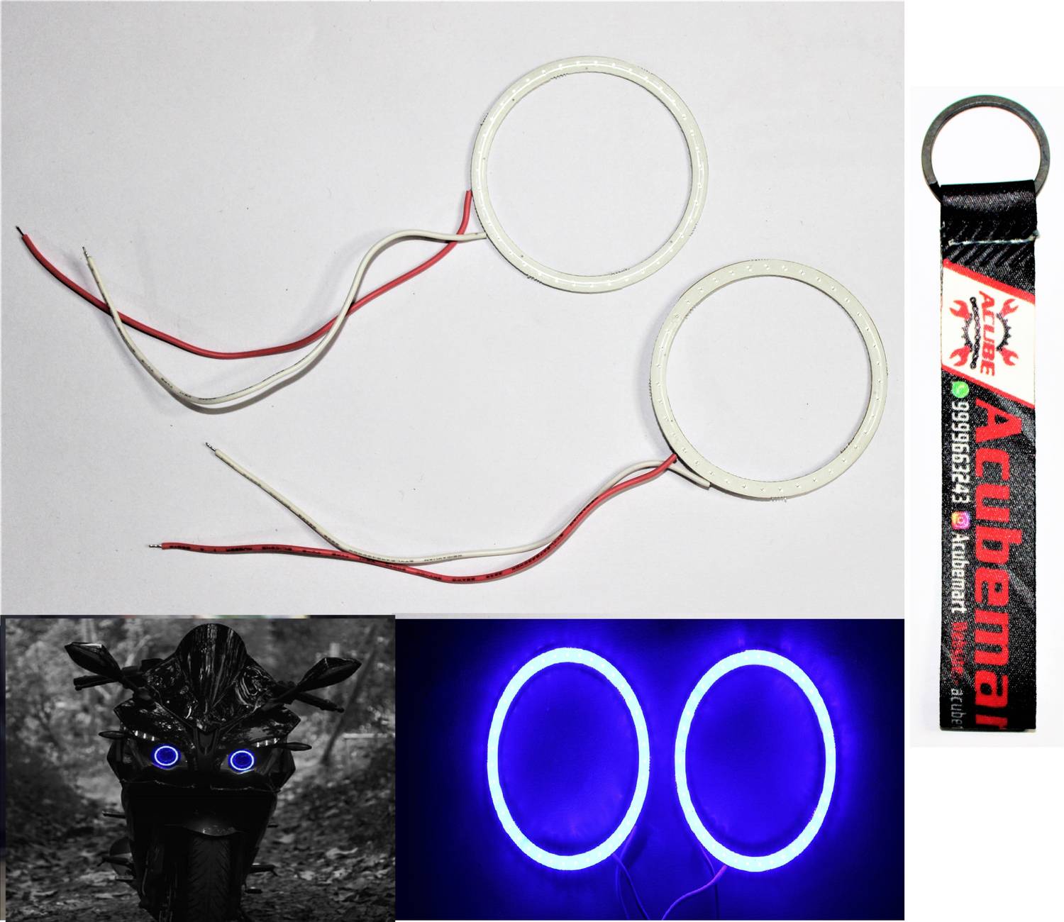 acube mart RS 200 ring light /Demon / Angel Eyes blue AM key chain led light Projector Lens
