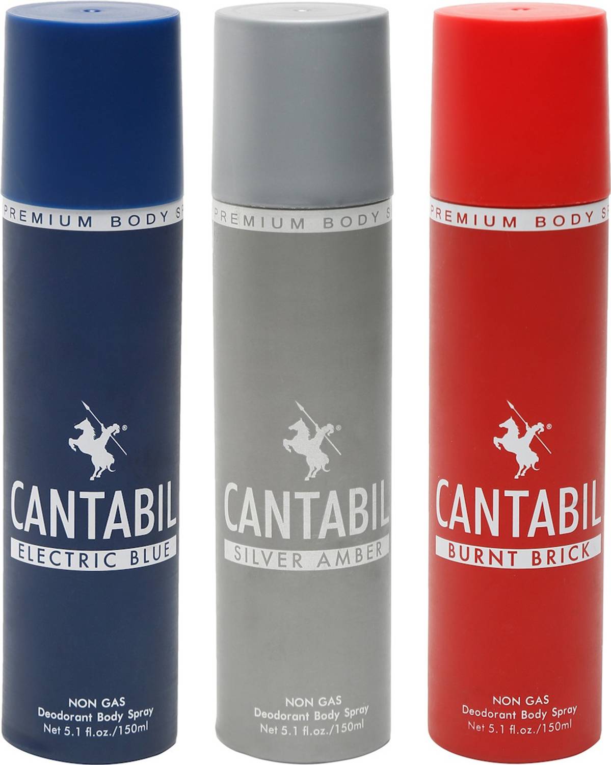CANTABIL Electric Blue, Silver Amber & Burnt Brick Unisex LongLasting Deodorant Body Spray  -  For Men & Women