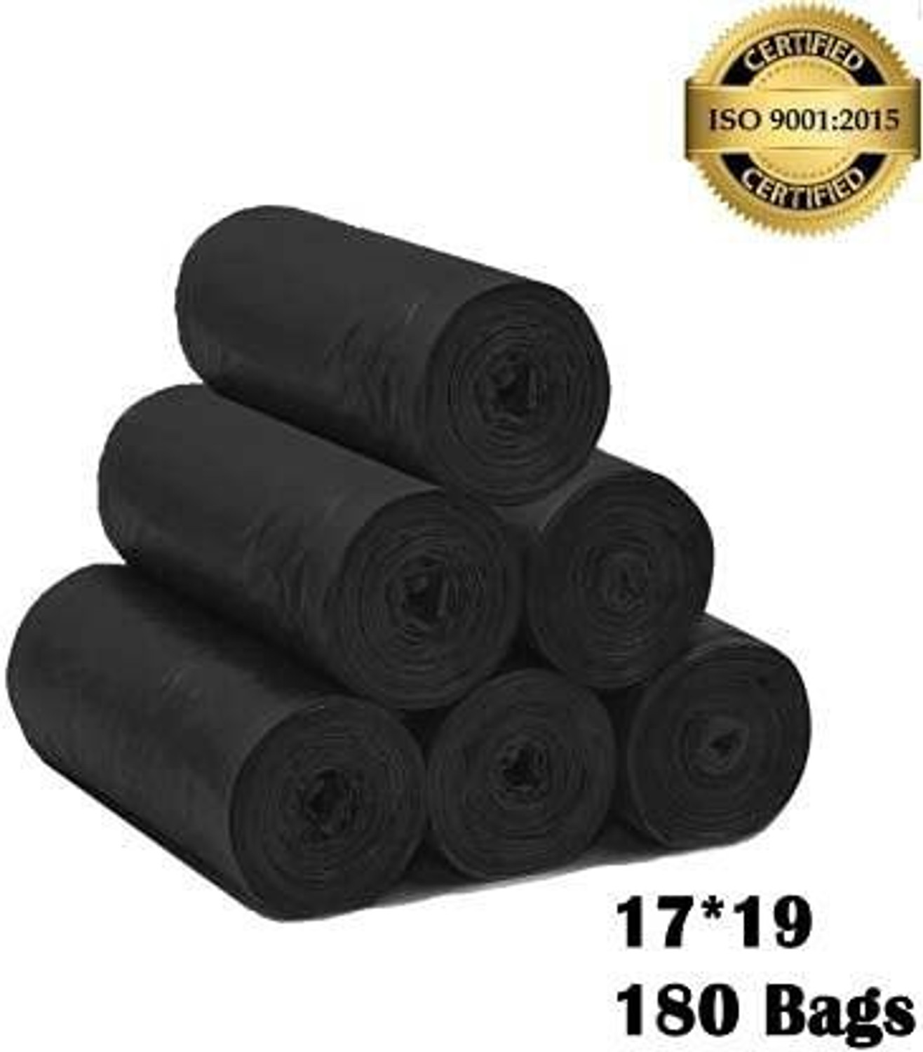 Image of Pacificdeals Combo of 6 Premium Quality Recycle Plastic Garbage Dustbin Rubbish Bin Liners Trash Disposable Refuse Sacks Bags Kachre ki Panni 19 X 21 Inch For Home Kitchen Office Dustbin-Black Medium 180 L Garbage Bag Pack Of 180