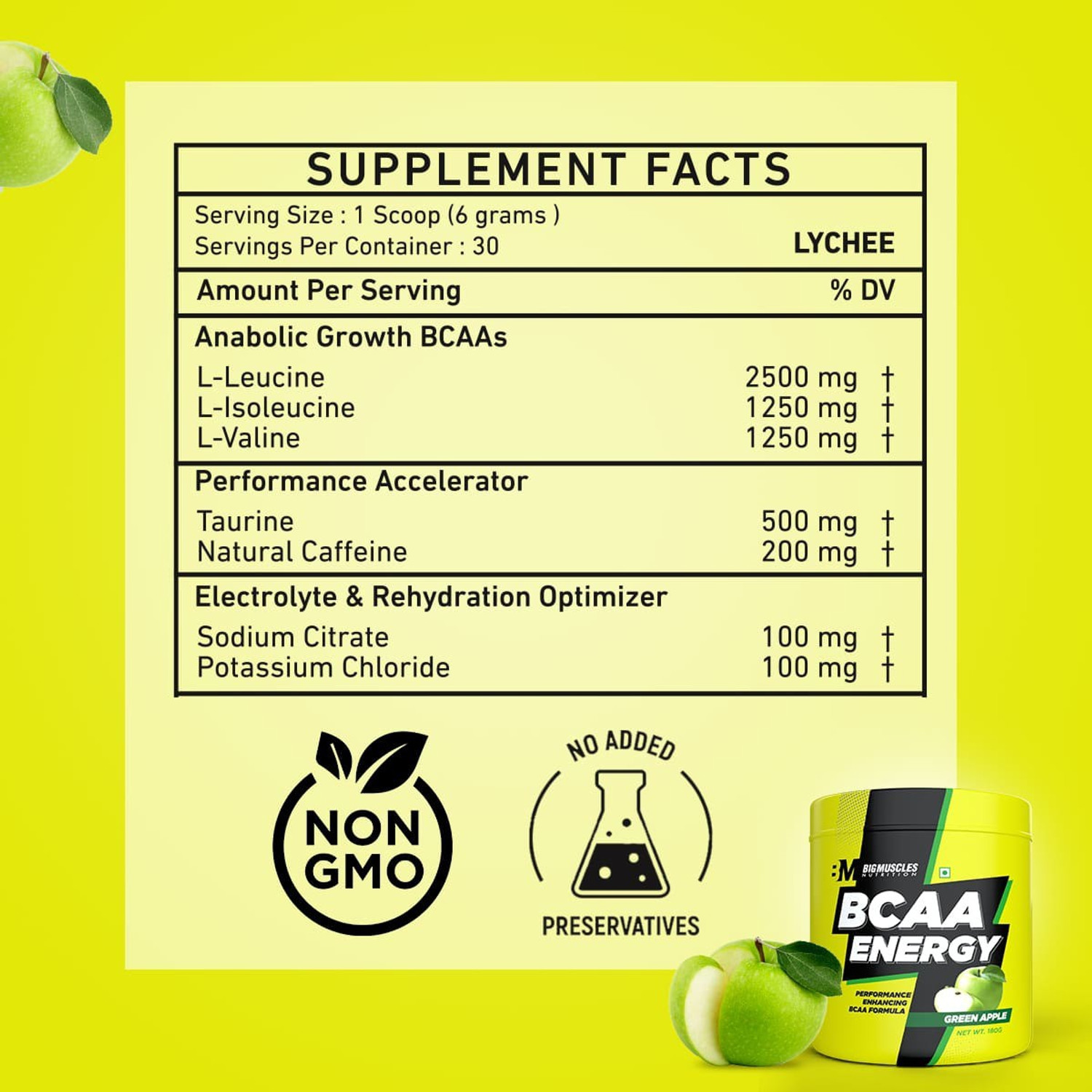 Image of BIGMUSCLES NUTRITION BCAA Energy | Advanced Intra Workout with Micronized Vegan BCAA & Taurine BCAA