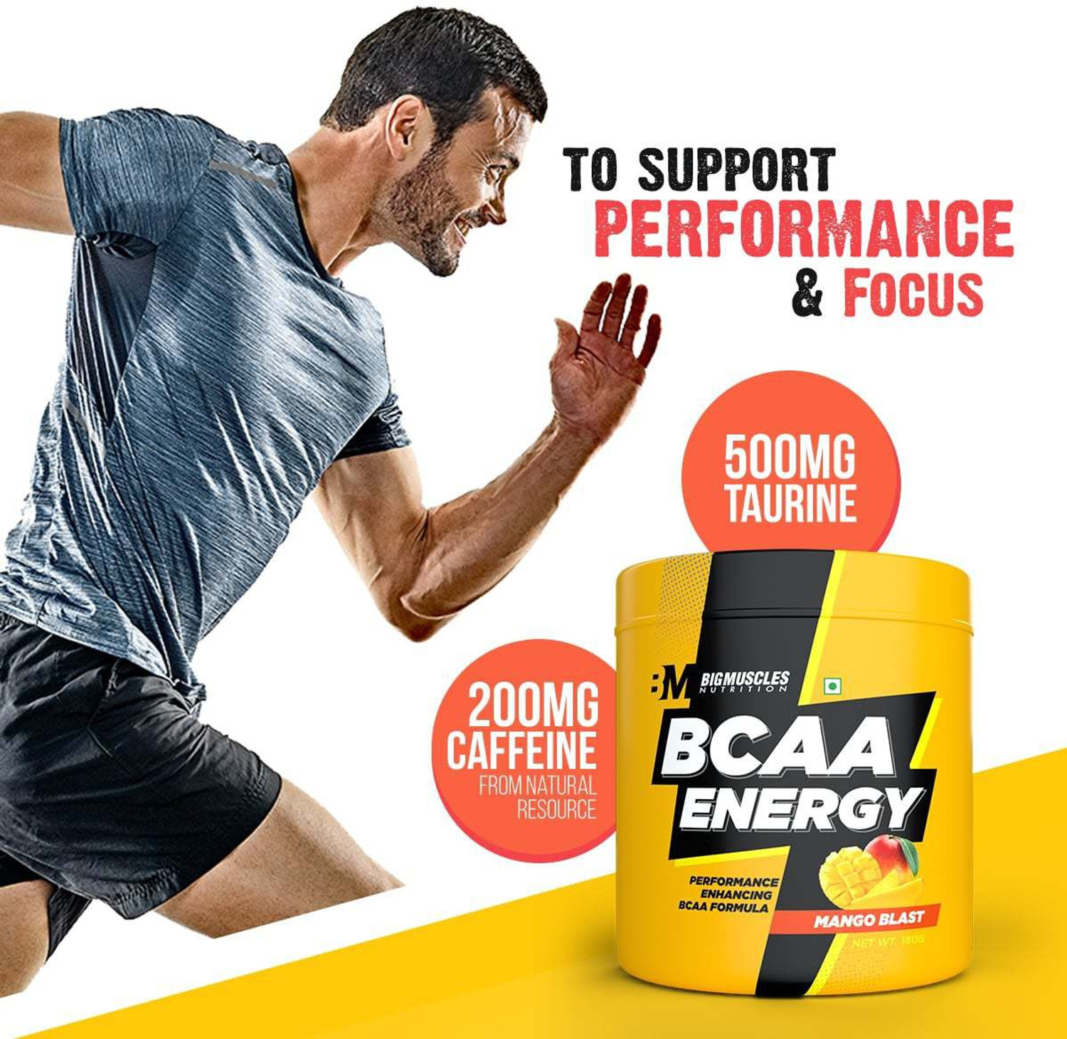 Image of BIGMUSCLES NUTRITION BCAA Energy | Advanced Intra Workout with Micronized Vegan BCAA & Taurine BCAA