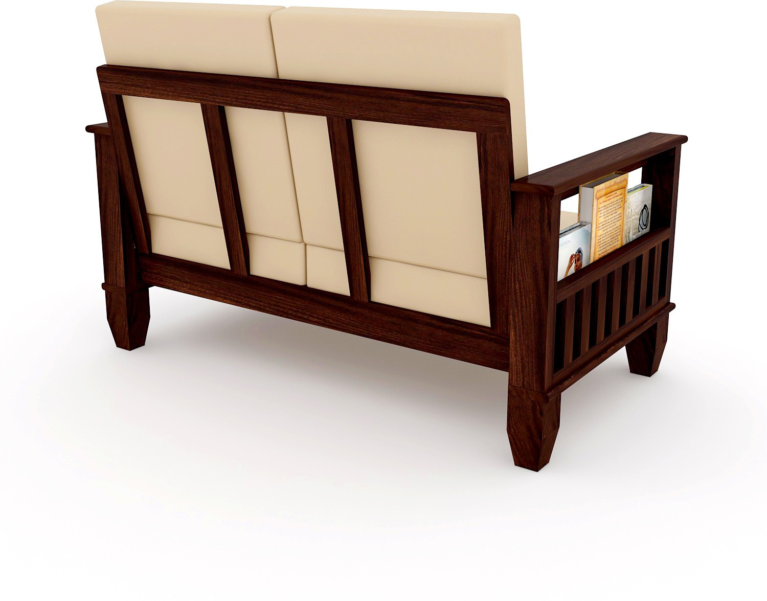 Image of Kendalwood Furniture Solid Wood 2 Seater Wooden Sofa set for living Room Furniture Fabric 2 Seater Sofa