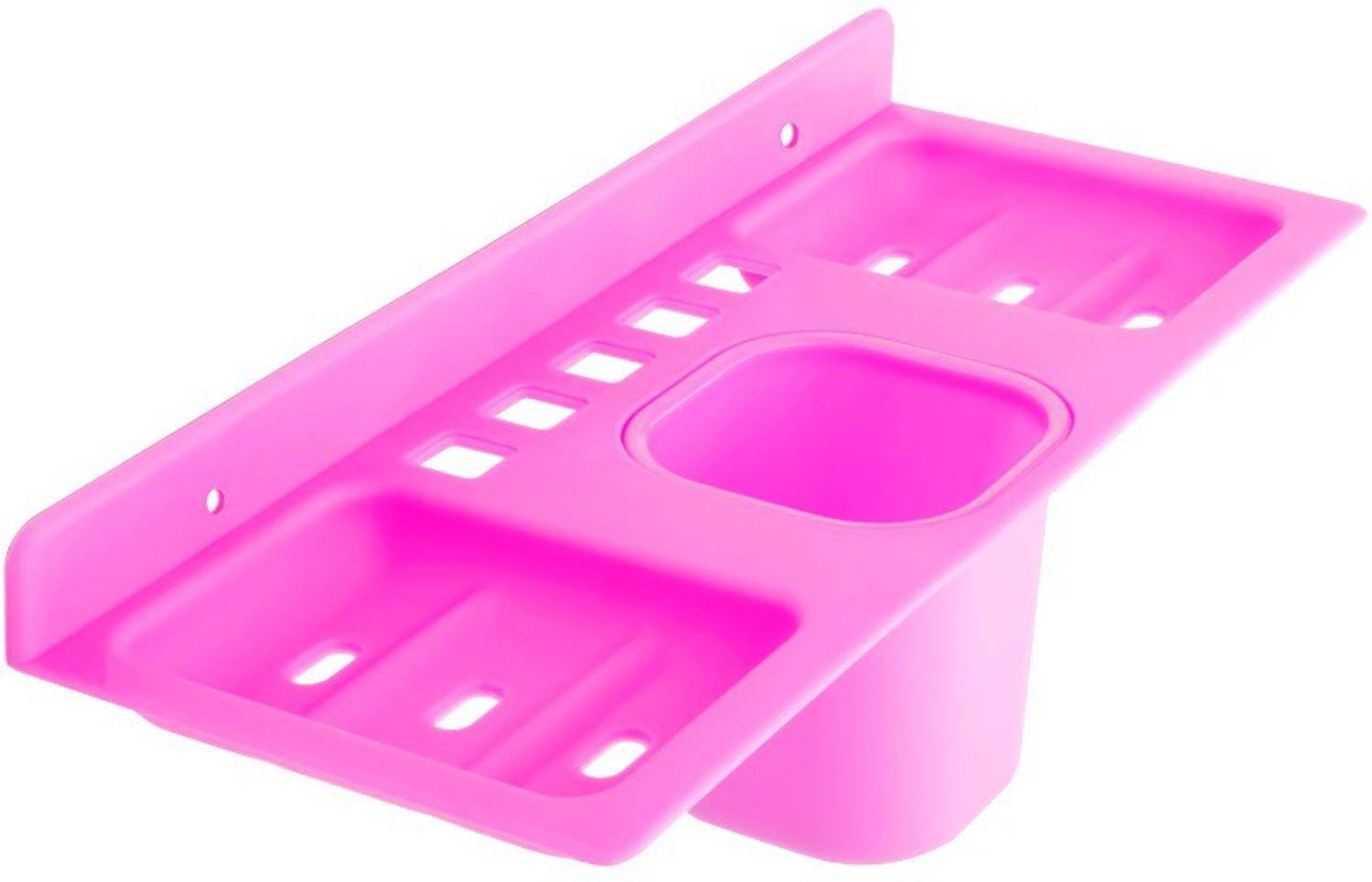 Atulya 4 in 1 Unbreakable Wall Mount Plastic Toothbrush Holder (PINK)