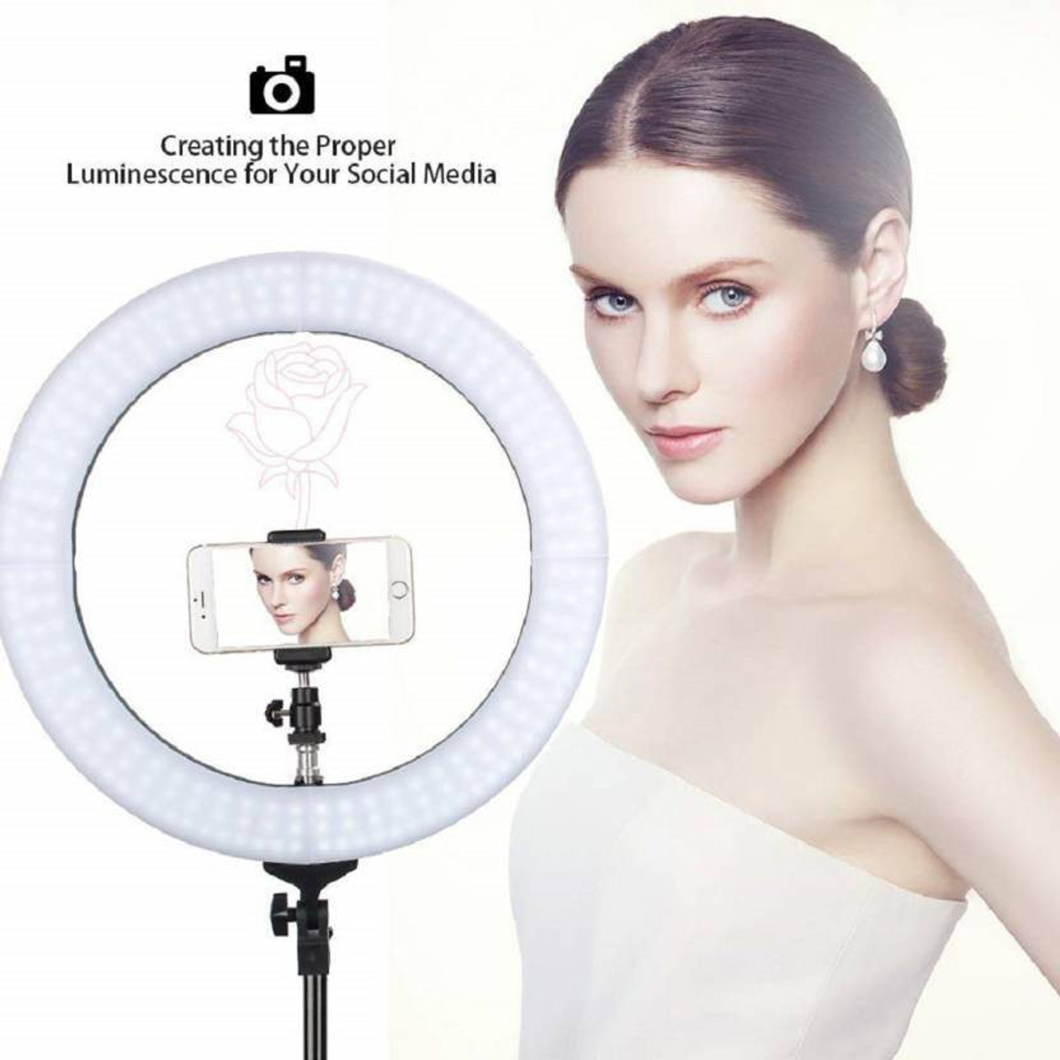 Image of Equipagecart 10 Inches Big LED Ring Light for Camera, Smartphone with Tripod Stand. Ring Flash