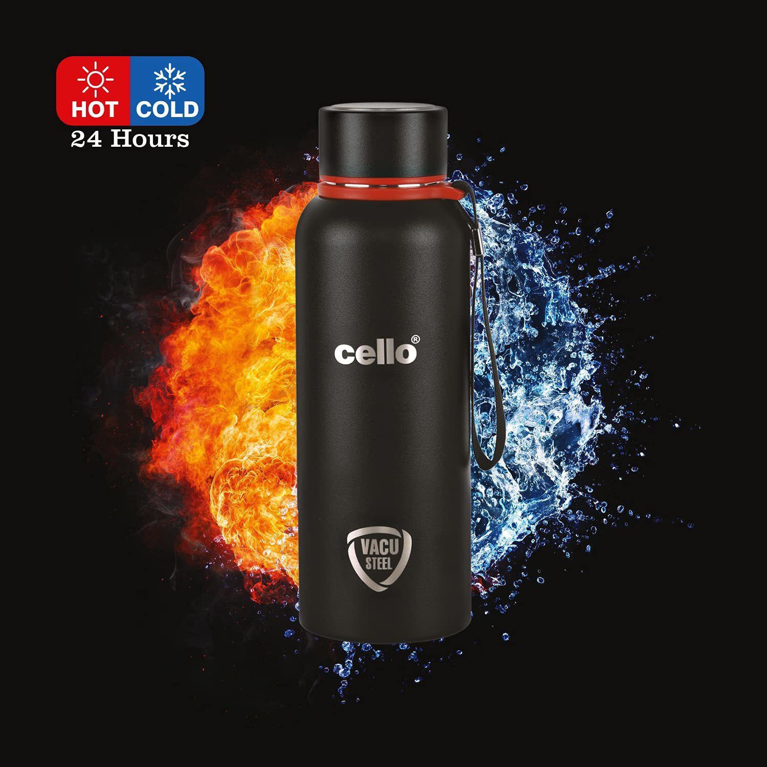 Image of cello Duro Tuff Kent Double Walled Steel Water Bottle with Durable DTP Coating,GREEN 550 ml Steel Bottle