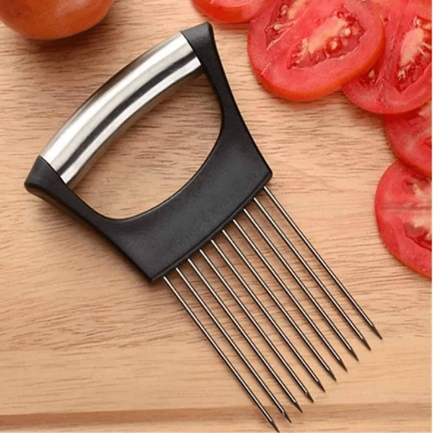 HAIYUN Onion Slicer Cutter Vegetable Chopper with Stainless Steel Vegetable Tools Tomato Cutter Kitchen Gadgets Onion Holder for Slicing ,Odor Remover Perfect for Potato, Tomato, Potato Slicer
