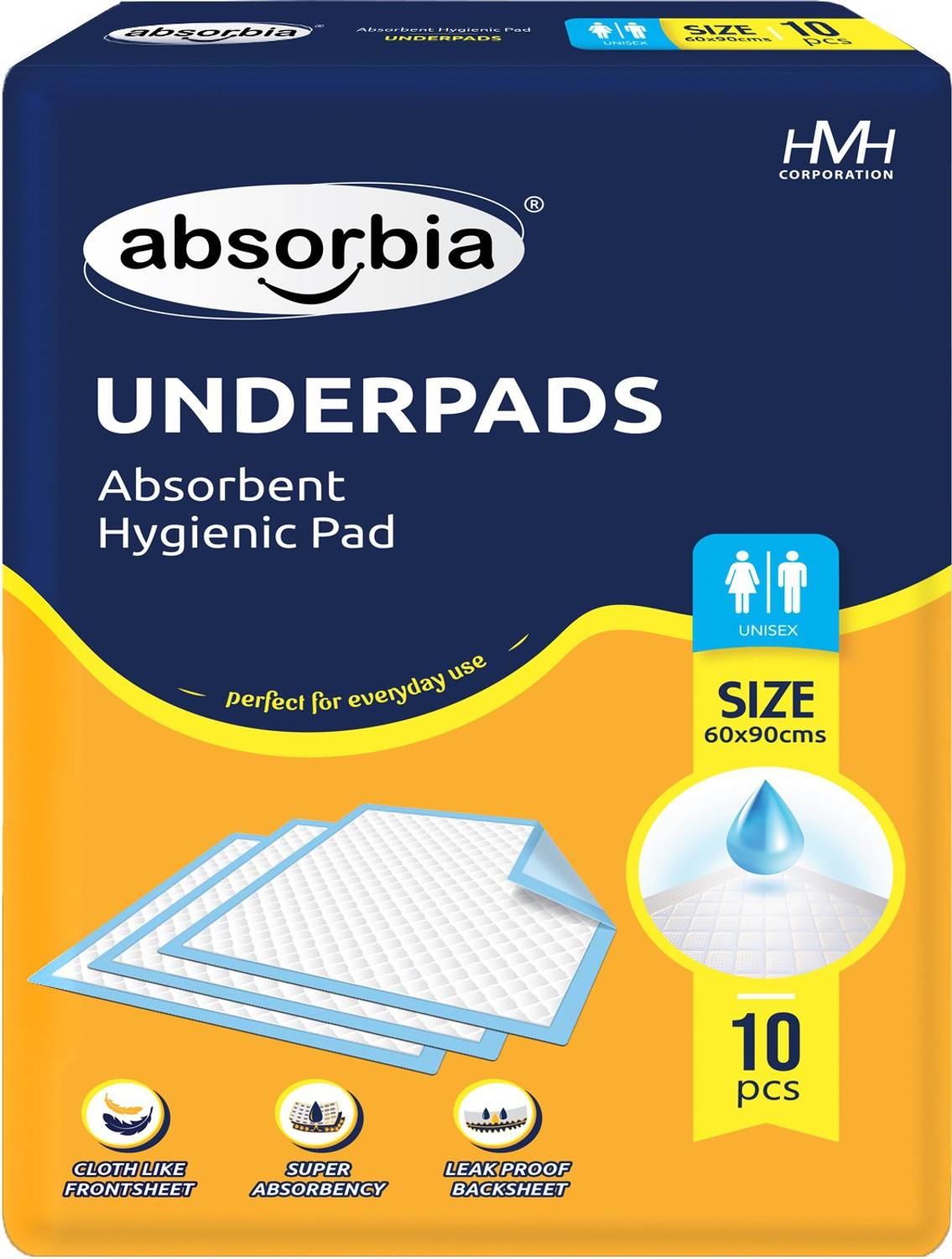 ABSORBIA Large Size Underpads Soft and Super Absorbent 90*60 CM Adult Diapers - L