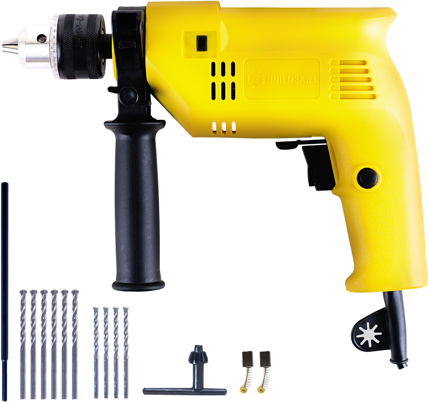 Image of BUILDSKILL 13mm 350W Reversible Impact Powerful Heavy Duty 13mm Electric Drill with High Quality 10 Bits Power & Hand Tool Kit
