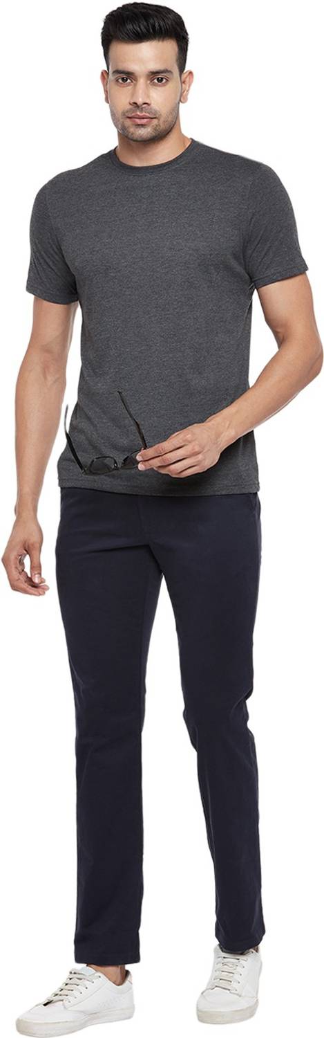 Byford by Pantaloons Solid Men Round Neck Grey T-Shirt