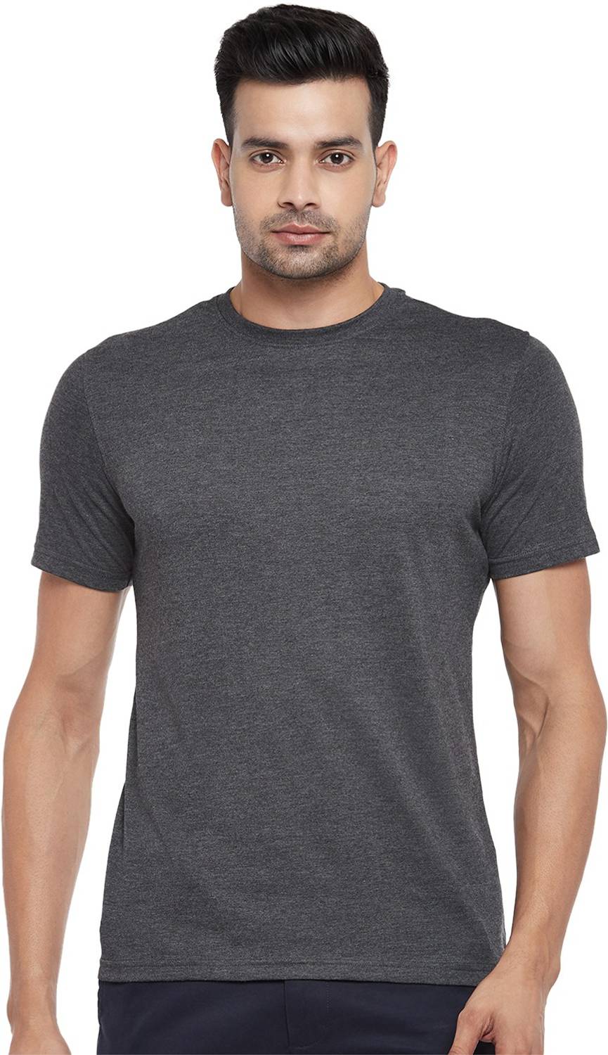 Byford by Pantaloons Solid Men Round Neck Grey T-Shirt