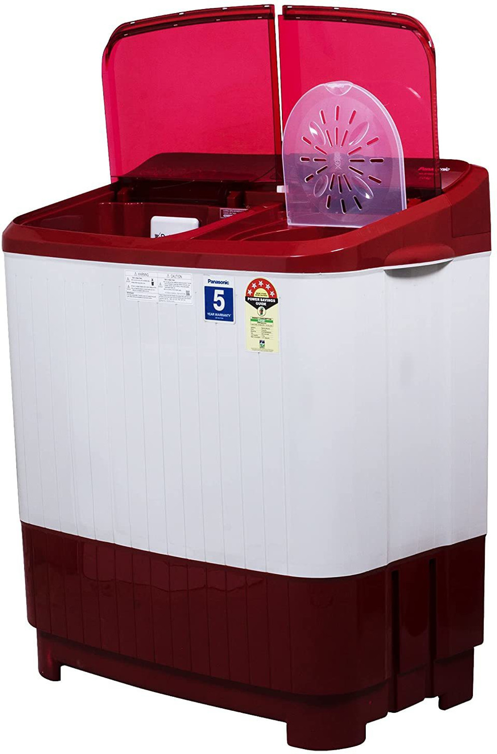 Image of Panasonic 7 kg Semi Automatic Top Load Washing Machine Red, White