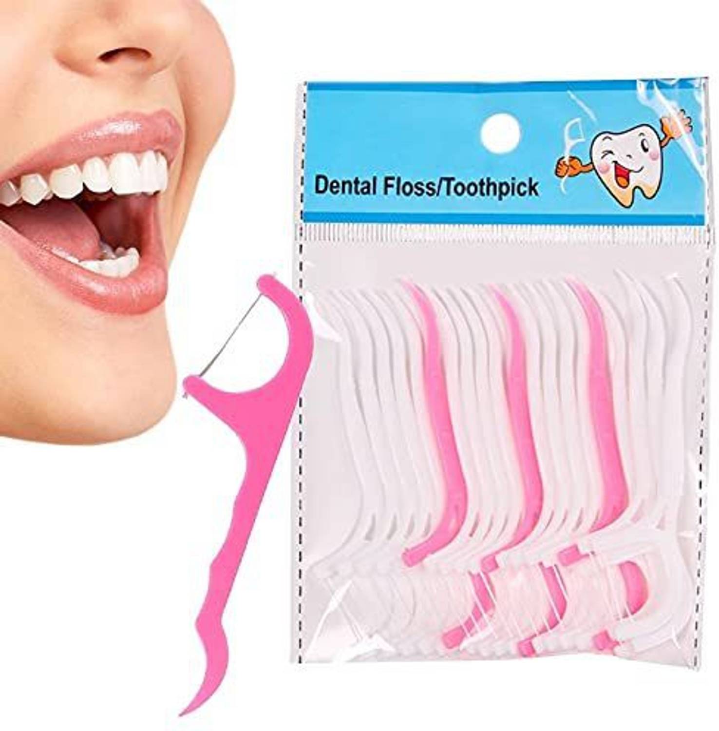 Adhvik Pack of 1 ( 20 Pcs ) Dental Tooth Pick Flossers Cleaners Head Oral Dental Hygiene Brush Tooth Cleaning Tool