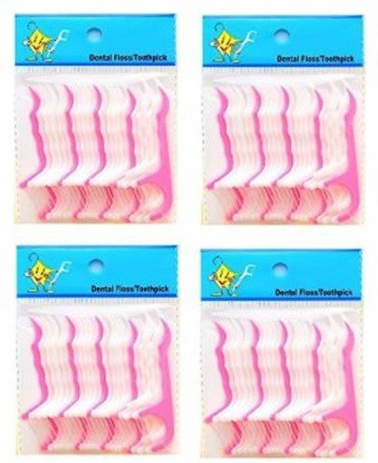 Adhvik Pack of 4 ( 80 Pcs ) Dental Tooth Pick Flossers Cleaners Head Oral Dental Hygiene Brush Tooth Cleaning Tool