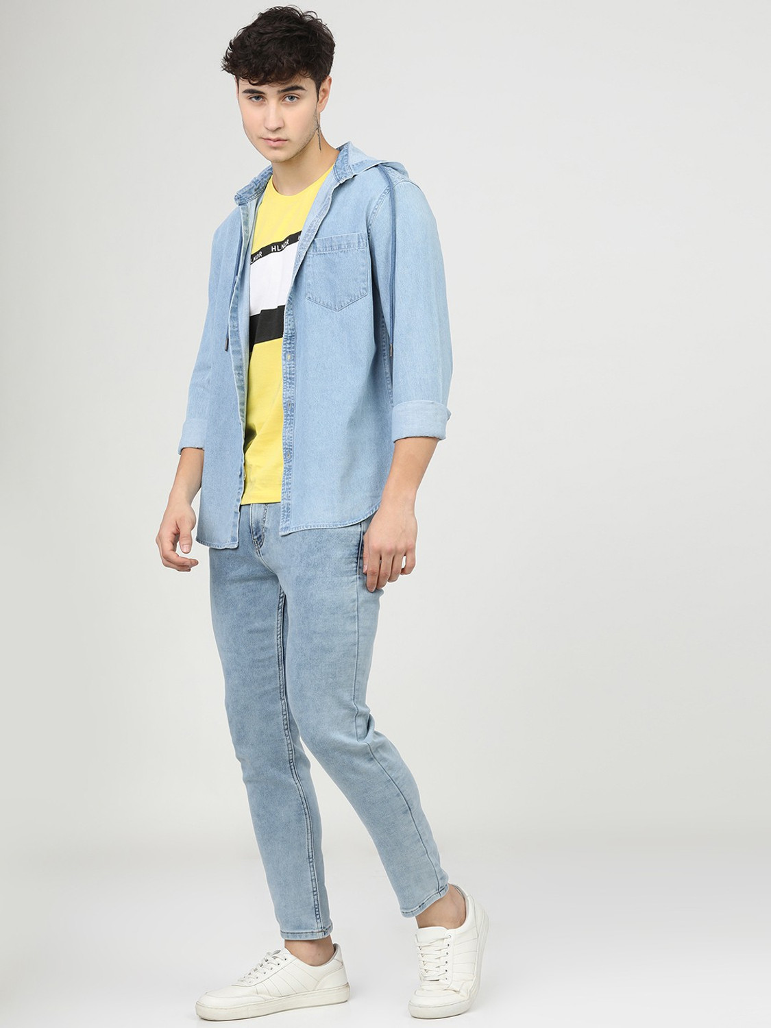 Image of HIGHLANDER Tapered Fit Men Light Blue Jeans