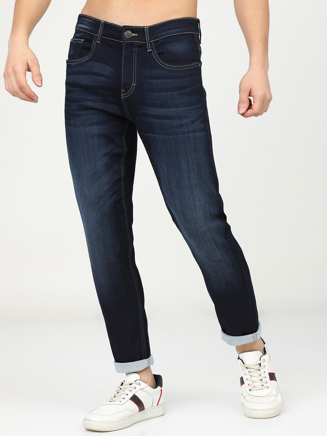 Image of HIGHLANDER Tapered Fit Men Dark Blue Jeans